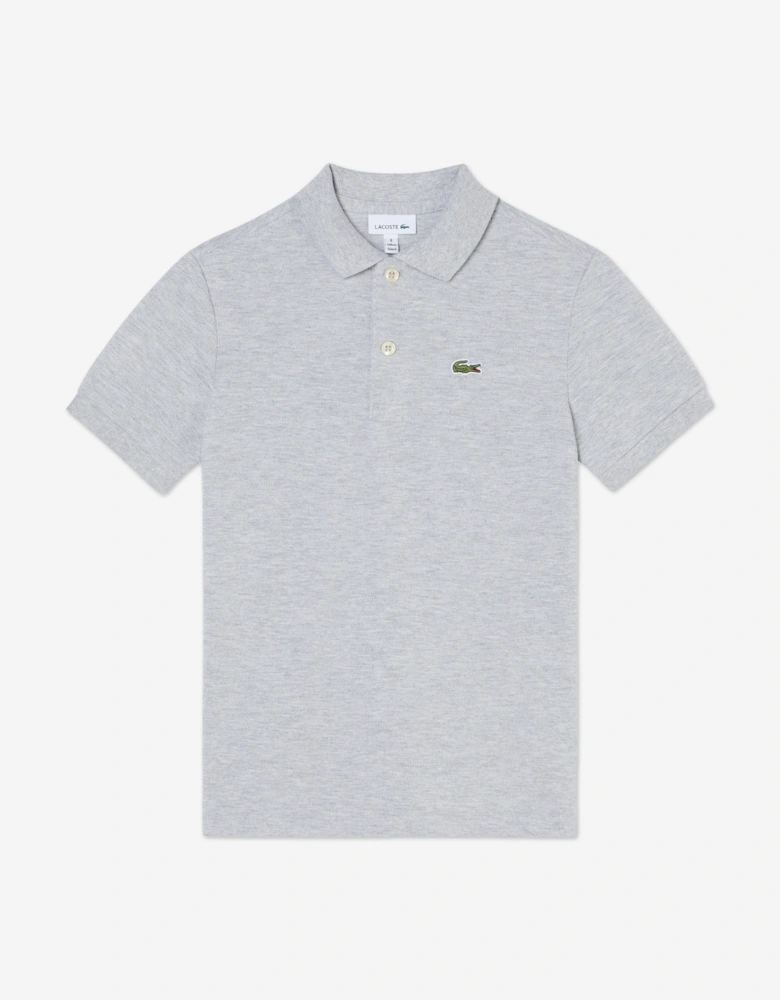 Boys Pique Polo Shirt in Grey