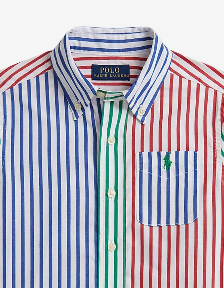 Boys Striped Poplin Shirt in Multicolour