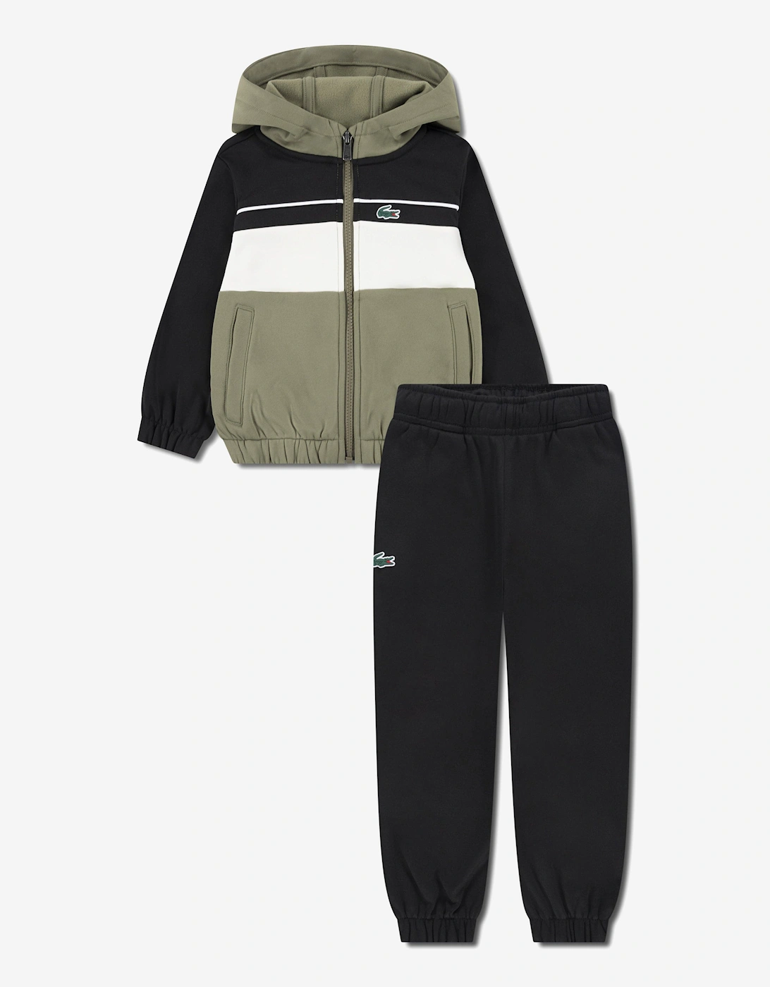 Boys Front Stripe Full Zip Tracksuit in Green, 5 of 4