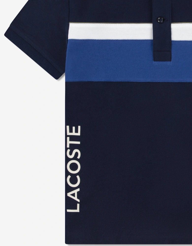 Boys Colourblock Polo Shirt in Navy