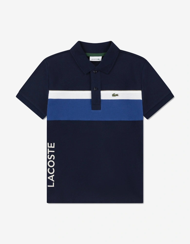 Boys Colourblock Polo Shirt in Navy