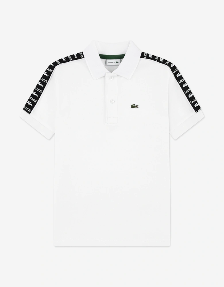 Boys Carbonised Interlock Polo Shirt in White