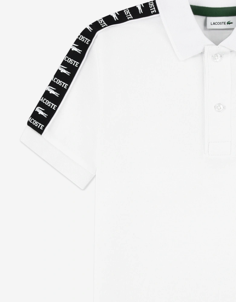 Boys Carbonised Interlock Polo Shirt in White
