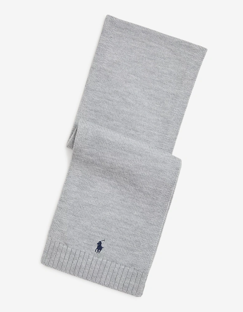 Boys Merino Wool Logo Scarf in Grey