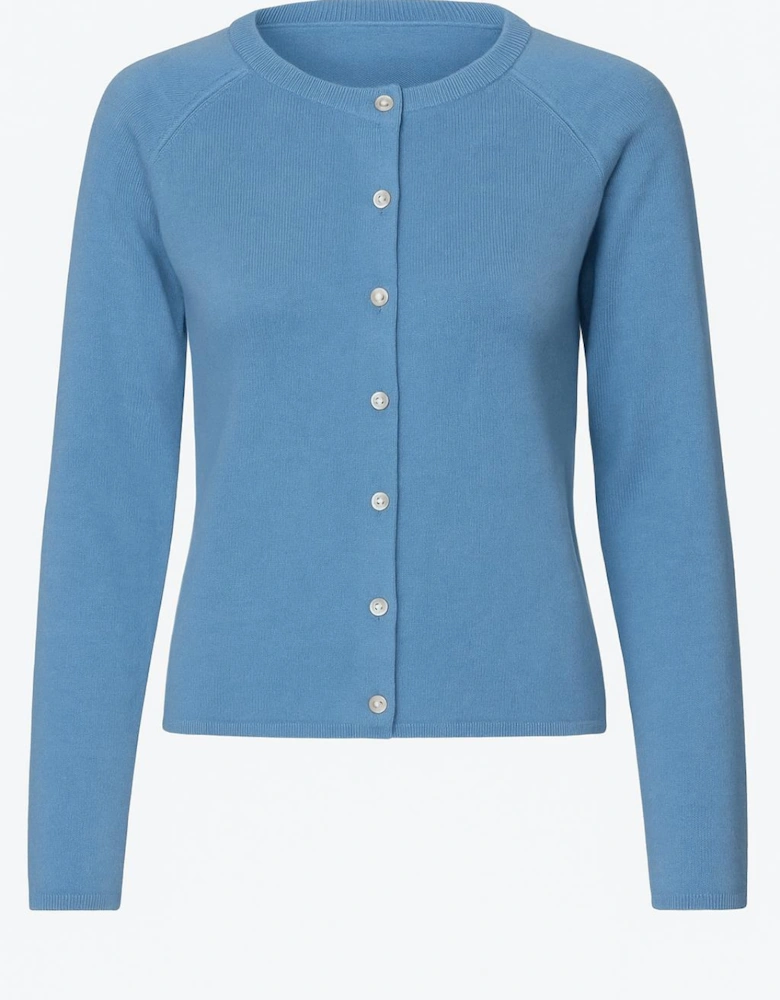 Laica long sleeve O neck raglan cardigan in little boy blue