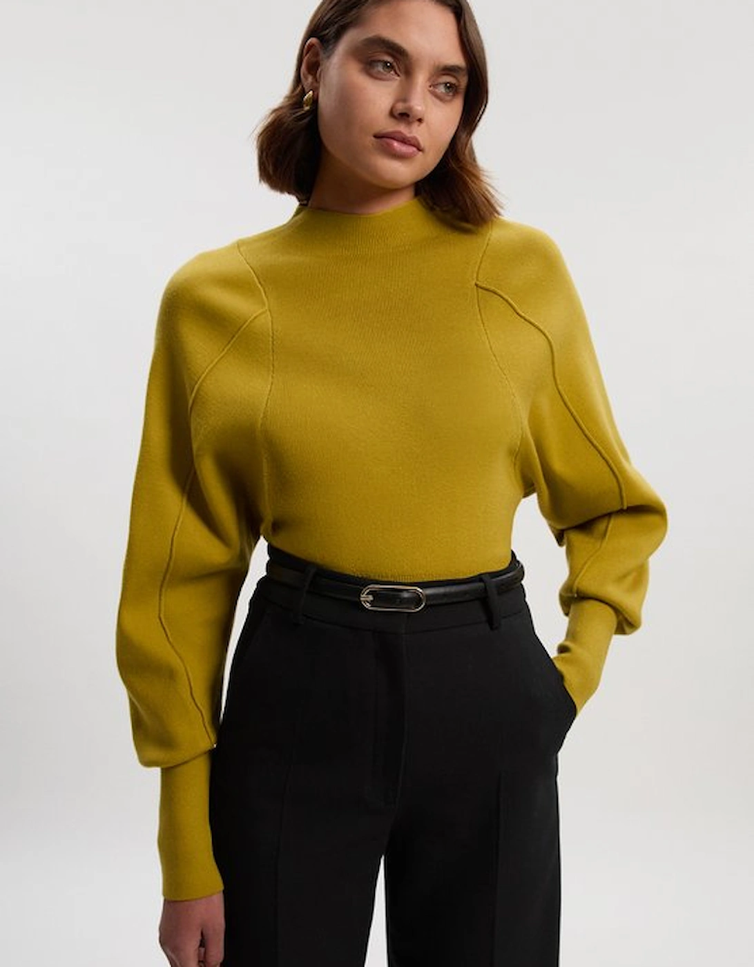 Wool Look Rounded Sleeve Knit Top