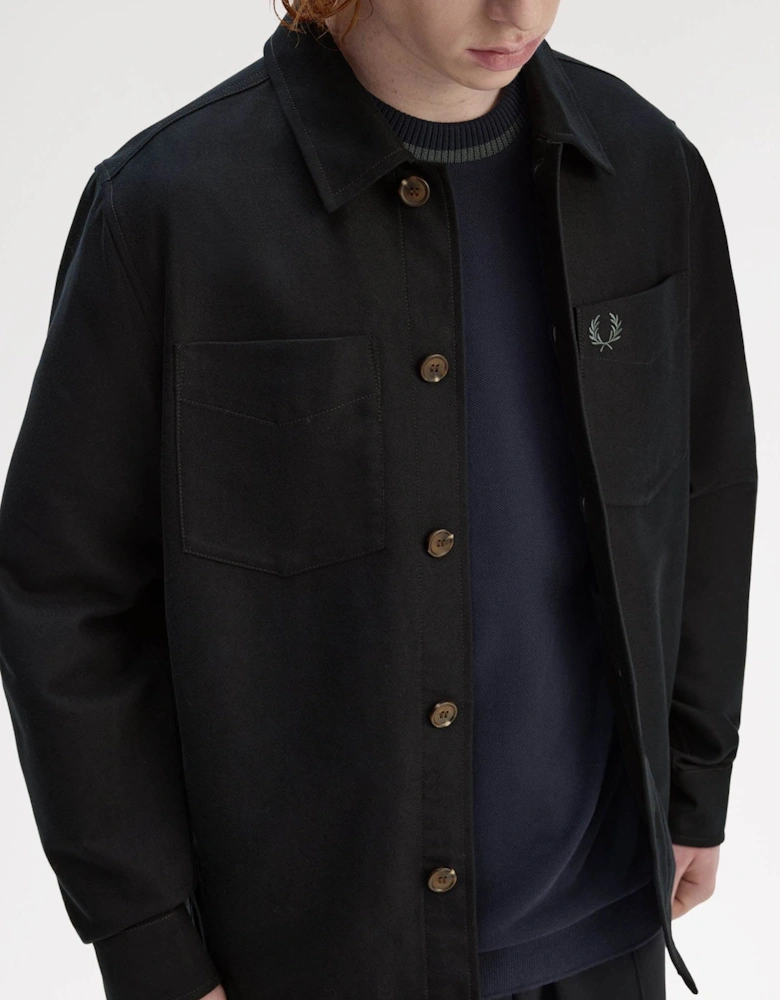 Mens Brushed Twill Overshirt - Black