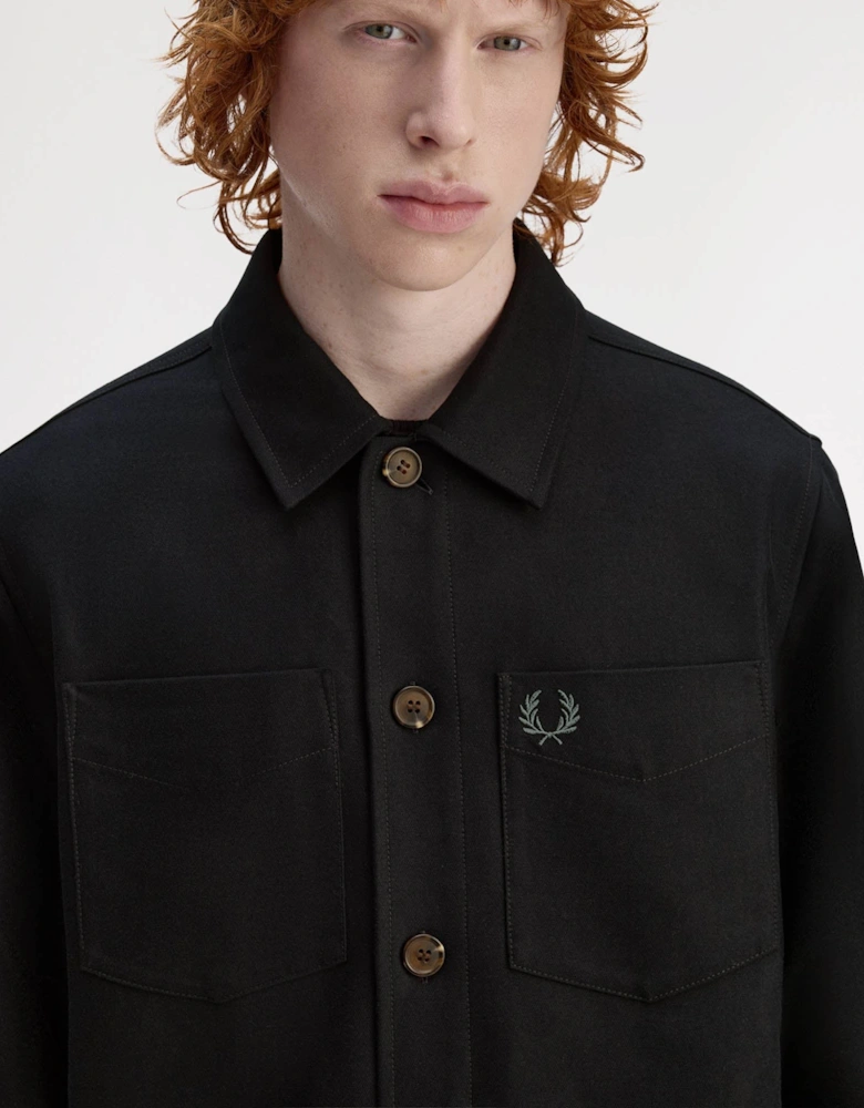 Mens Brushed Twill Overshirt - Black