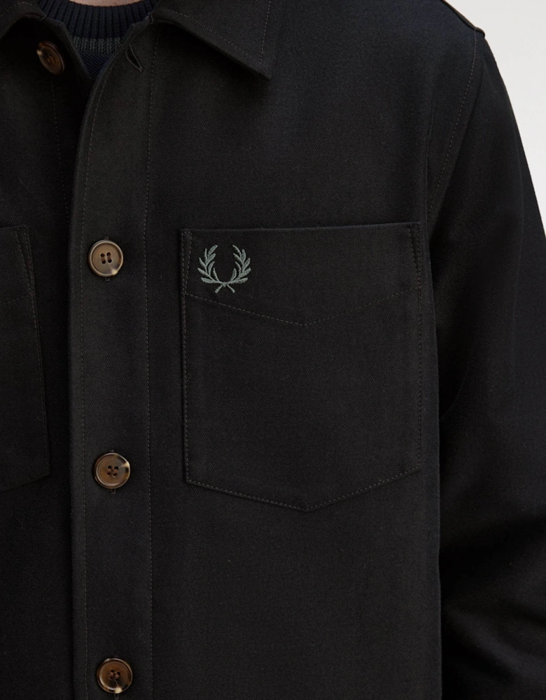 Mens Brushed Twill Overshirt - Black