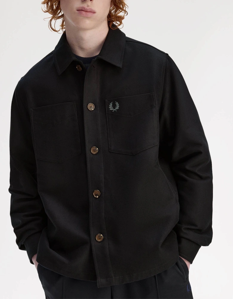 Mens Brushed Twill Overshirt - Black