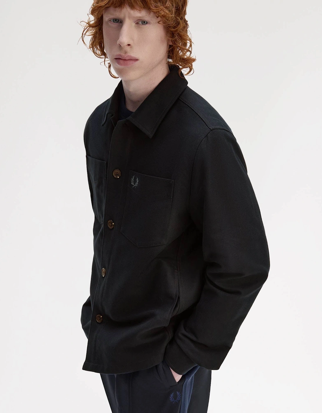 Mens Brushed Twill Overshirt - Black