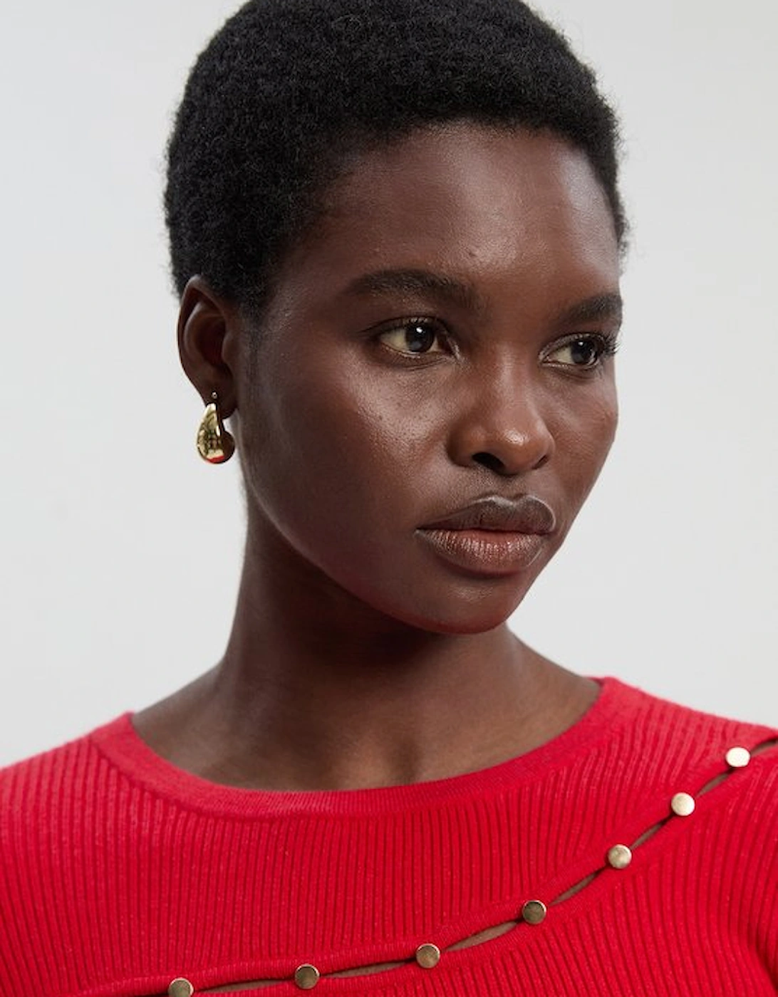 Viscose Blend Cut Out Trim Detail Knit Top