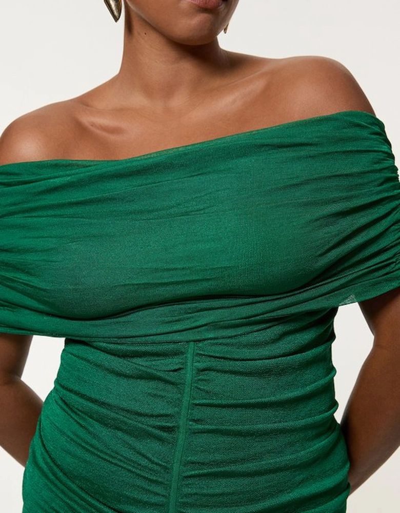 Plus Size Viscose Blend Slinky Sheer Knit Bardot Maxi Dress