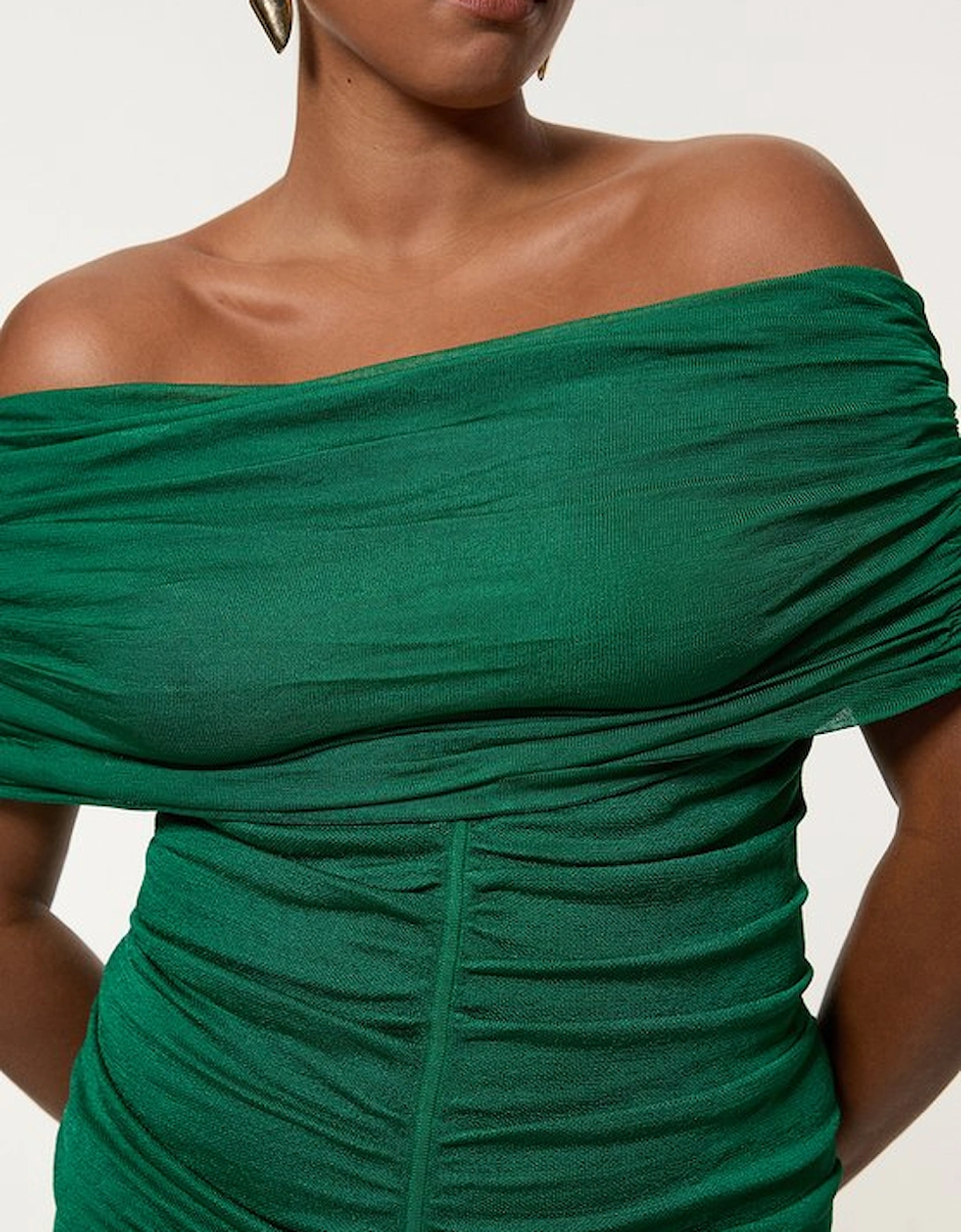 Plus Size Viscose Blend Slinky Sheer Knit Bardot Maxi Dress