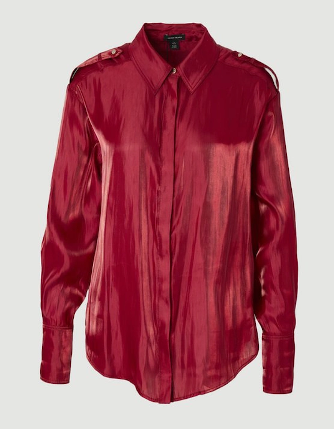 Plus Size Metallic Woven Collared Shirt