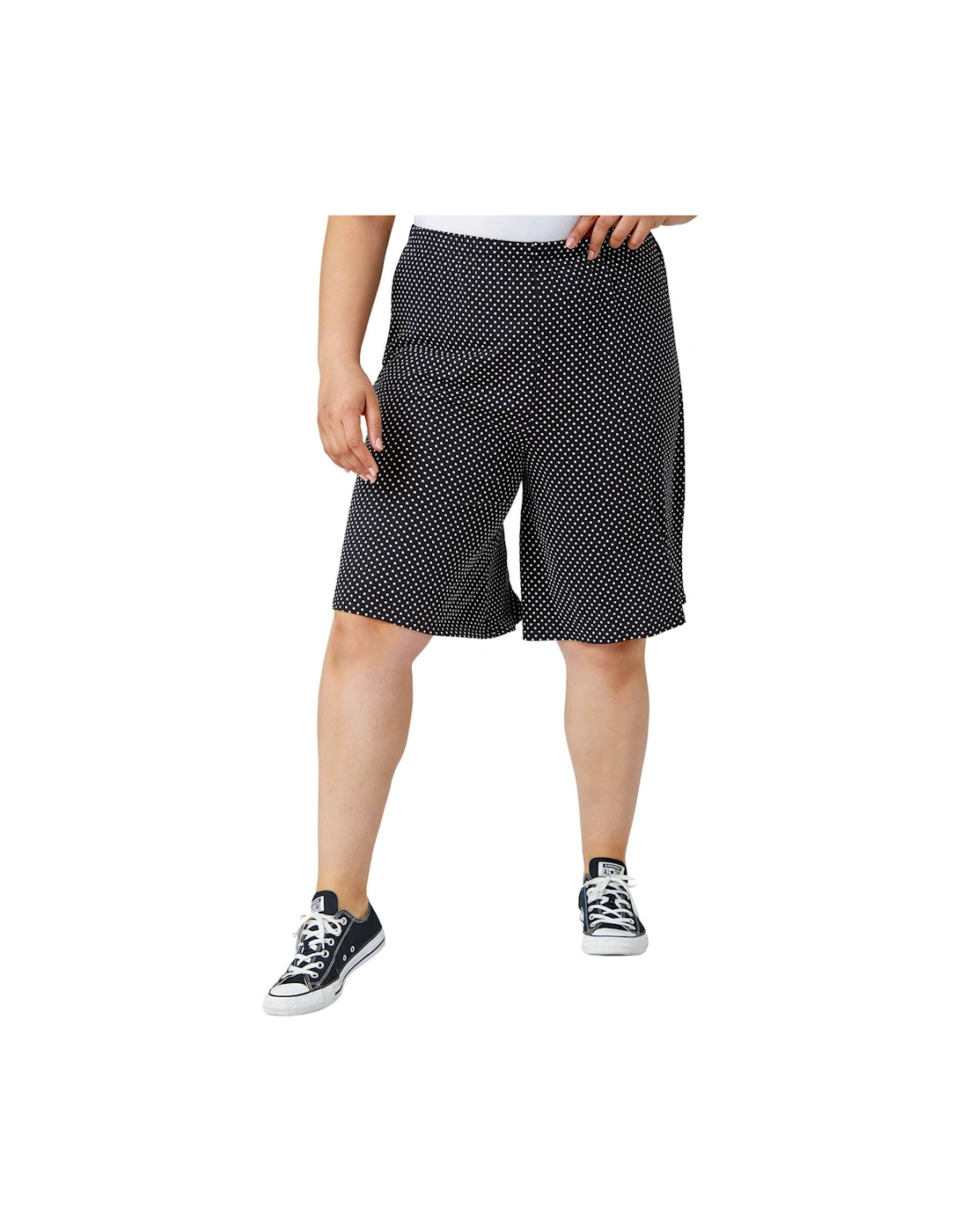 Curve Polka Dot Elastic Waist Stretch Shorts, 2 of 1