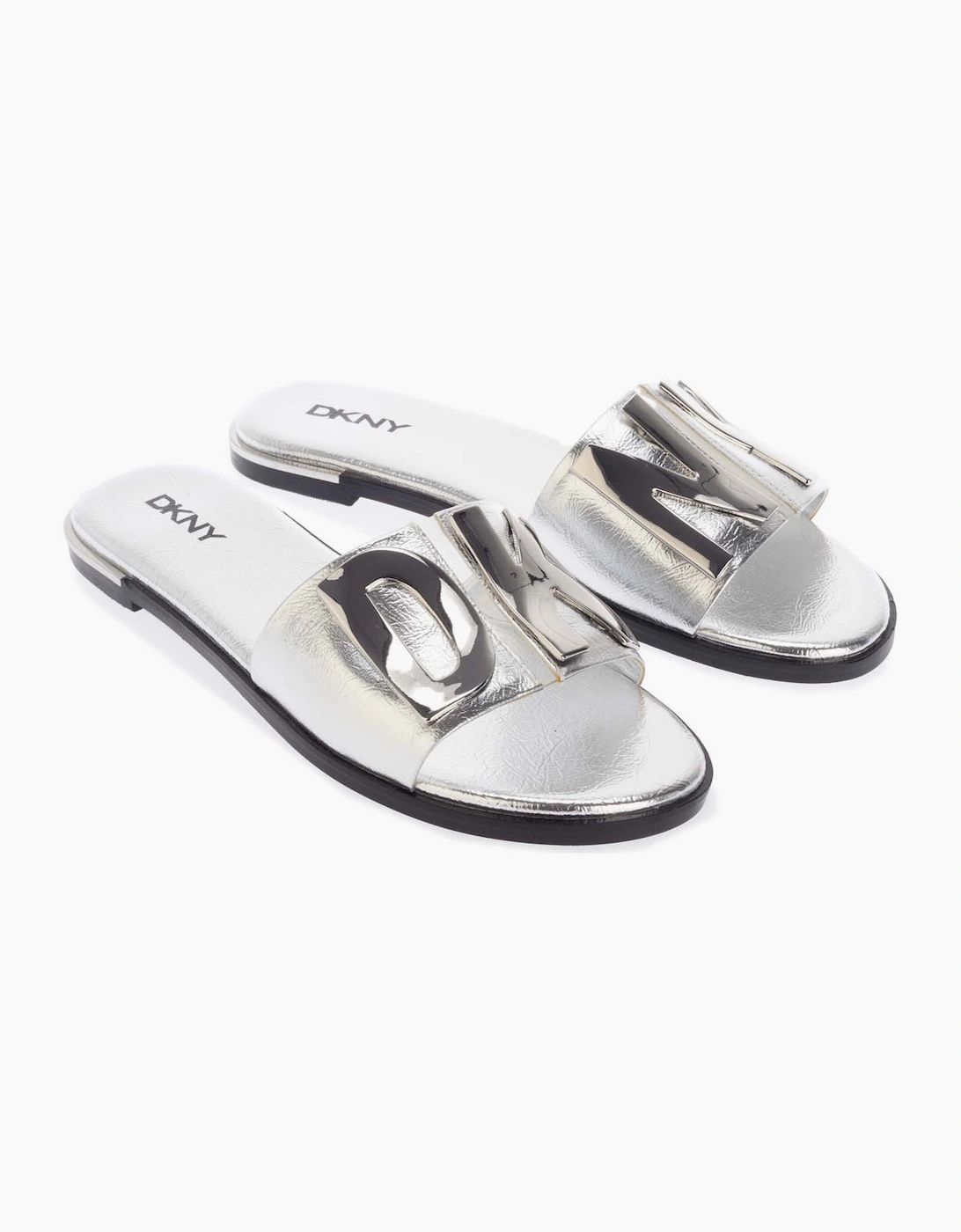 DKNY Women's Waltz Flat Sandal - Silver - Size: 5