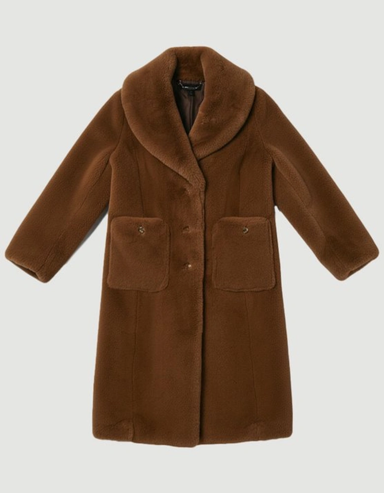 Faux Fur Buttoned Midi Coat