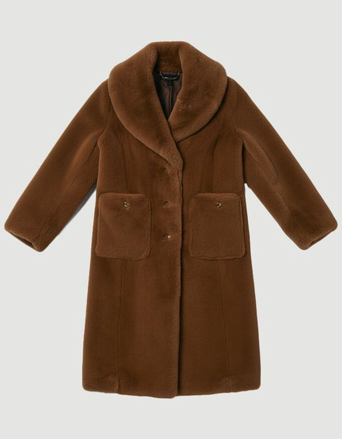 Faux Fur Buttoned Midi Coat