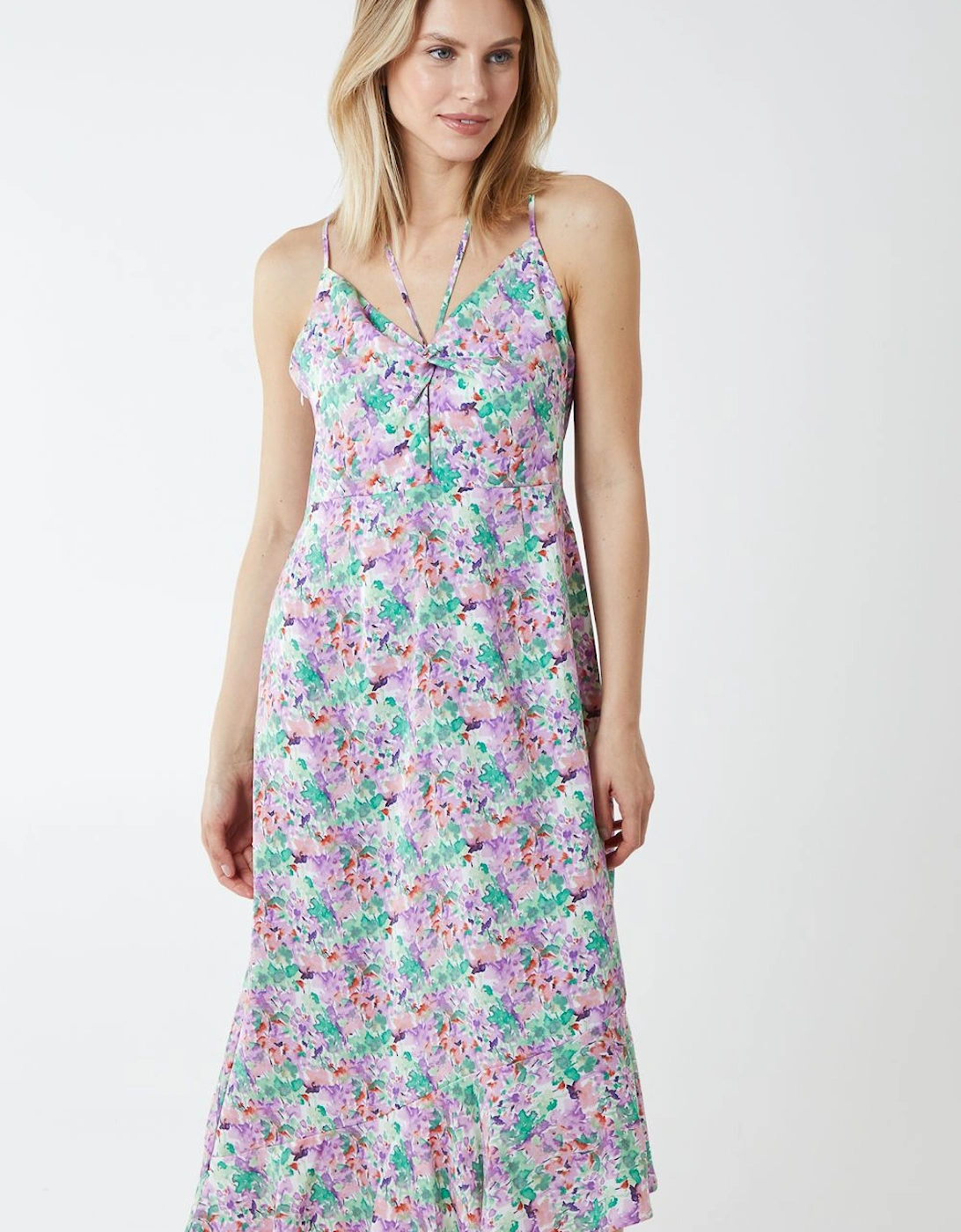 Twist Front Floral Print Midi Dress, 2 of 1