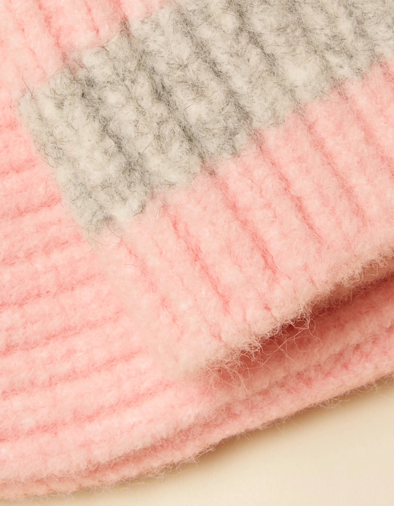 POPLEY STRIPE Womens Beanie Pink/Grey