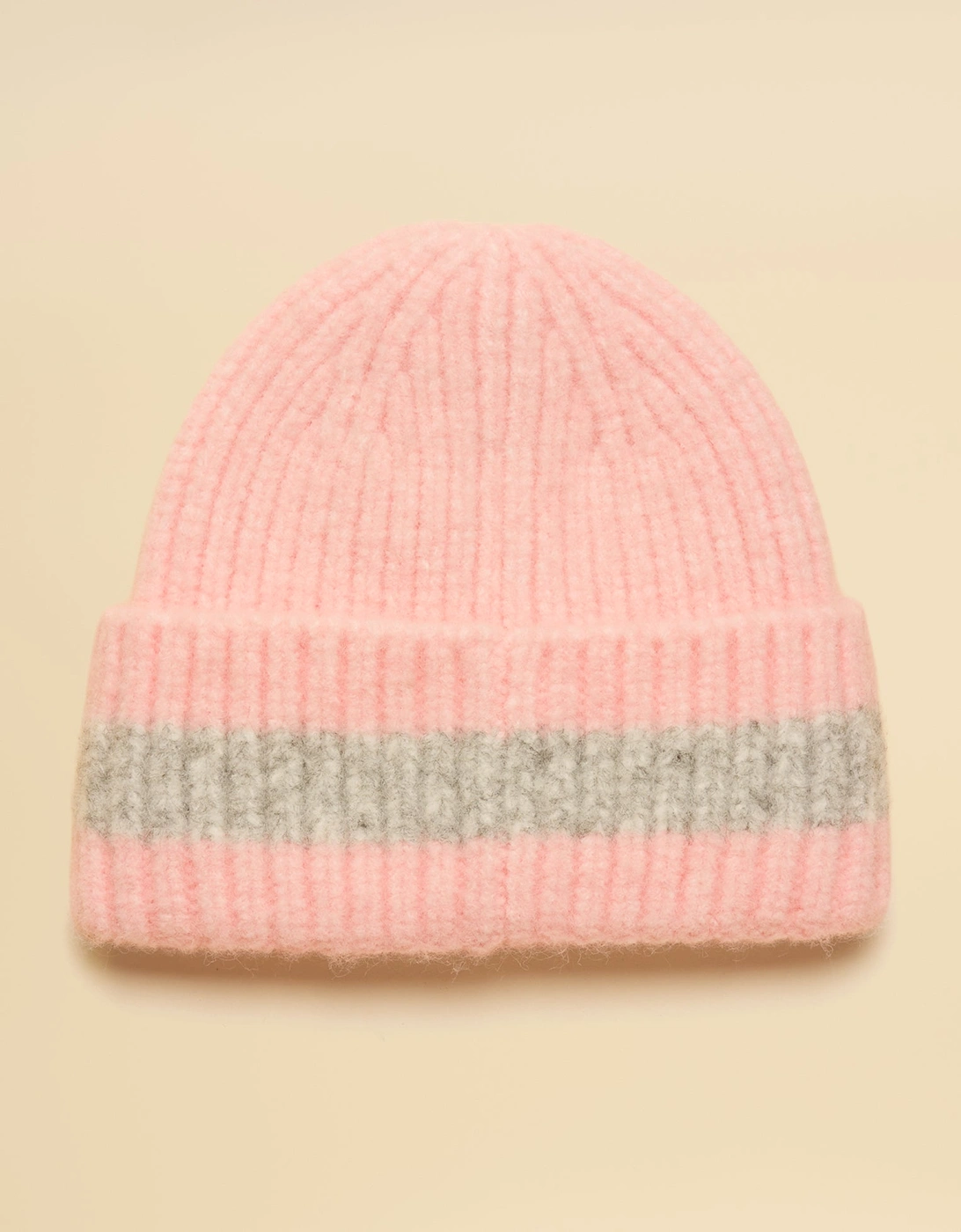 POPLEY STRIPE Womens Beanie Pink/Grey