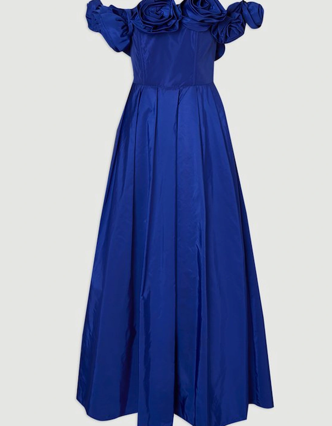 Drama Taffeta Rosette Woven Maxi Prom Dress