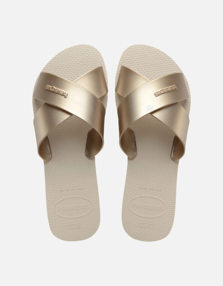 Womens Aqua Metallic Sandals