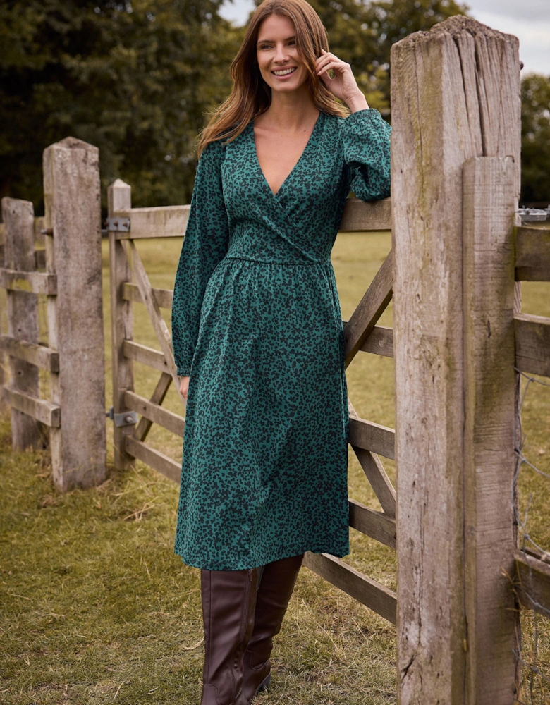 Mixed Print Wrap Dress