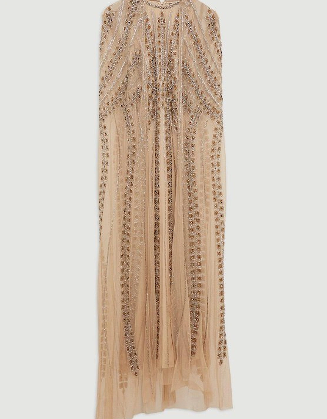 Premium Embellished Cape Maxi Dress