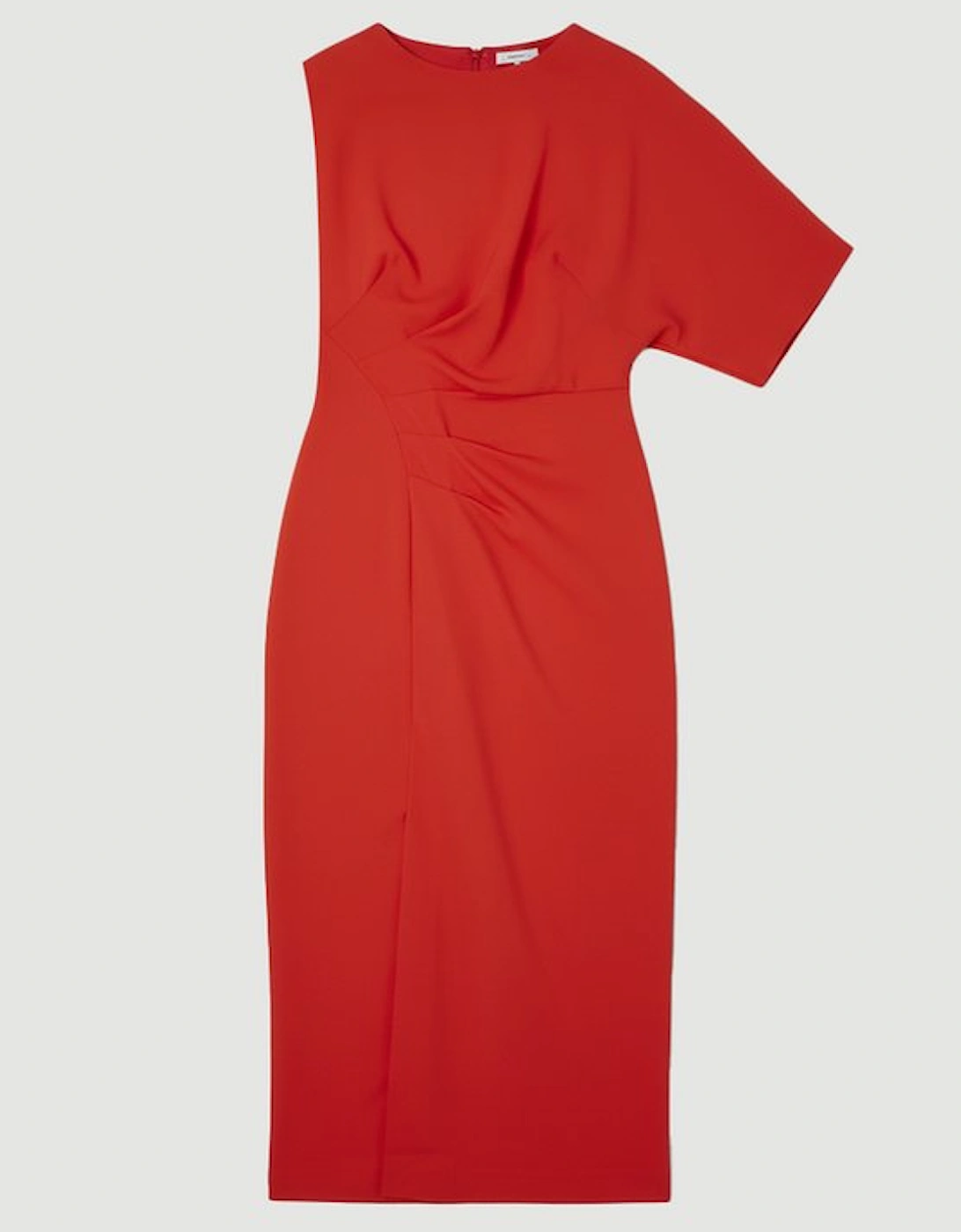 Soft Tailored Asymmetric Sleeve Midi Dress