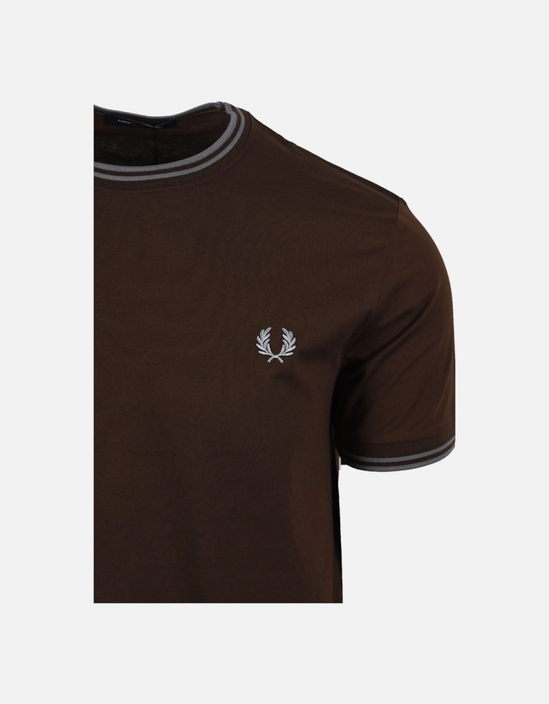 TWIN TIPPED T-SHIRT BROWN TOBACCO/GREY