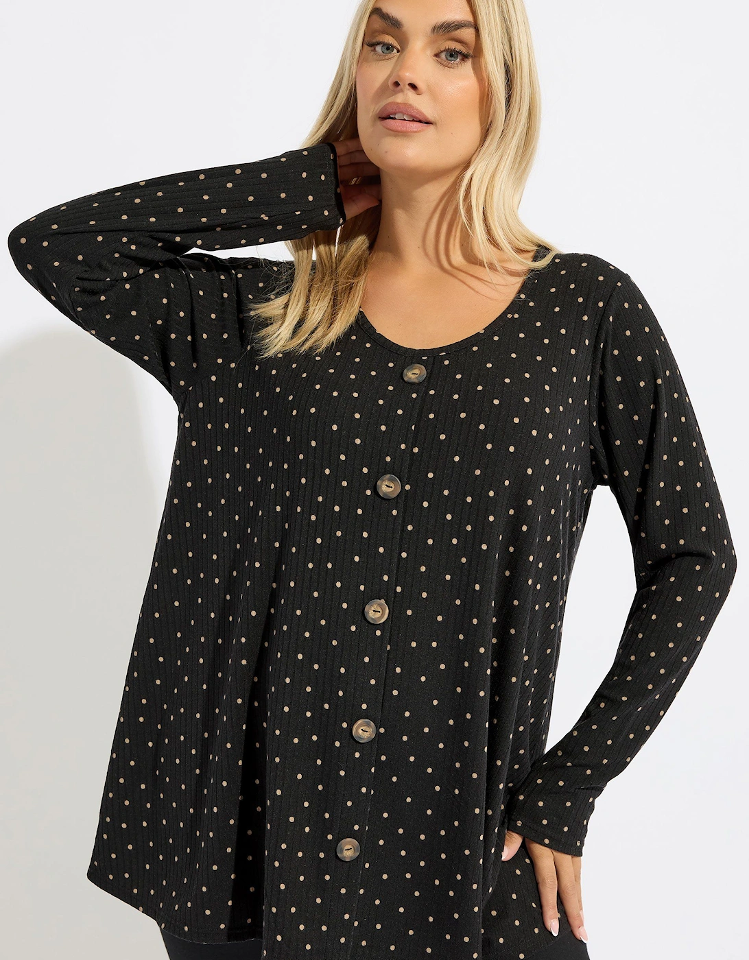 Polka Dot Ribbed Swing Top, 2 of 1