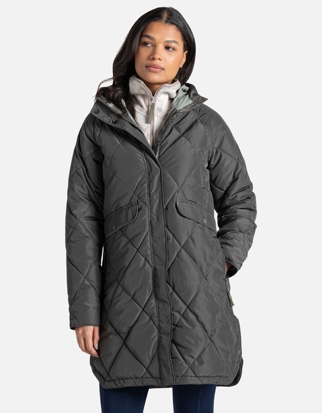 Womens Sweetgrass Long Length Quilted Jacket, 2 of 1