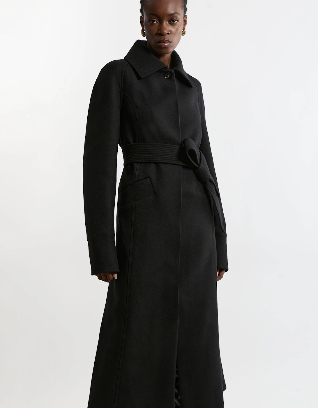 Premium Italian Manteco Wool Belted Tailored Duster Trench Maxi Coat, 2 of 1