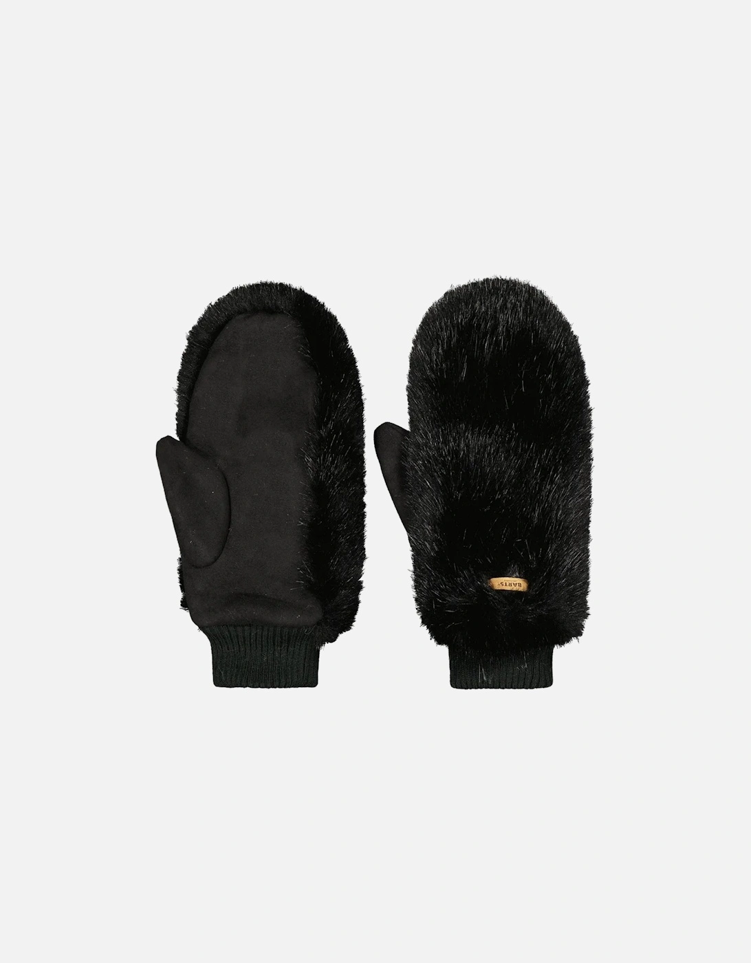 Womens Fur Mitts Knitted cuff Mittens, 2 of 1