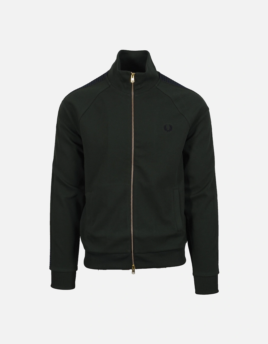 Men's FRED PERRY DASH TAPED TRACK JACKET COURT GREEN - Black - Size: 42