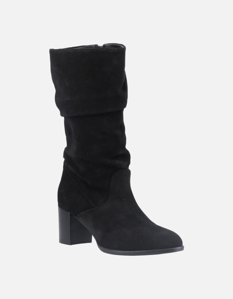 Hush Puppies Cosima Suede Women's Black Suede Heeled Knee High Boots