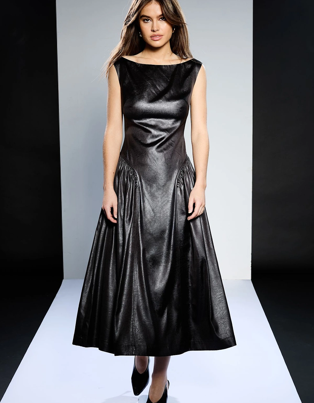 Bardot Neck Peplum Detail Dress, 2 of 1