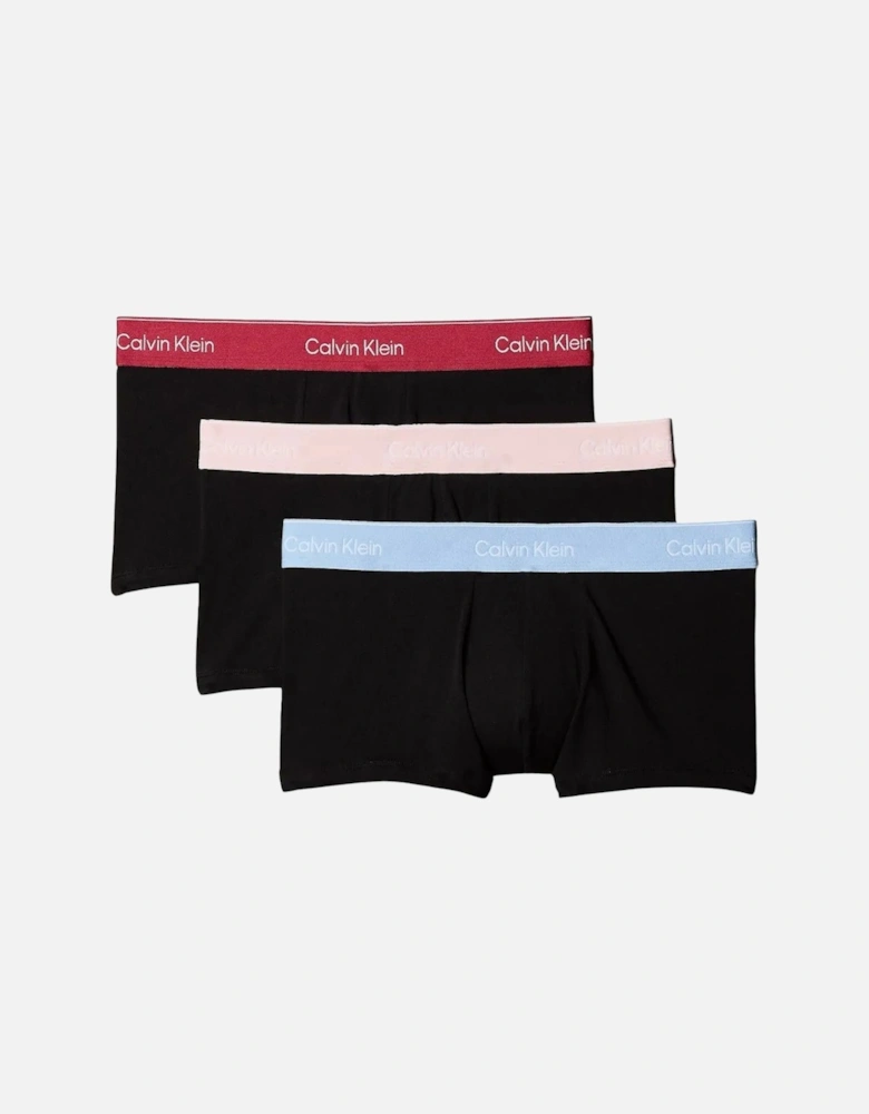 3-Pack Icon Cotton Stretch Low-Rise Boxer Trunks, Black with fall berry and frozen