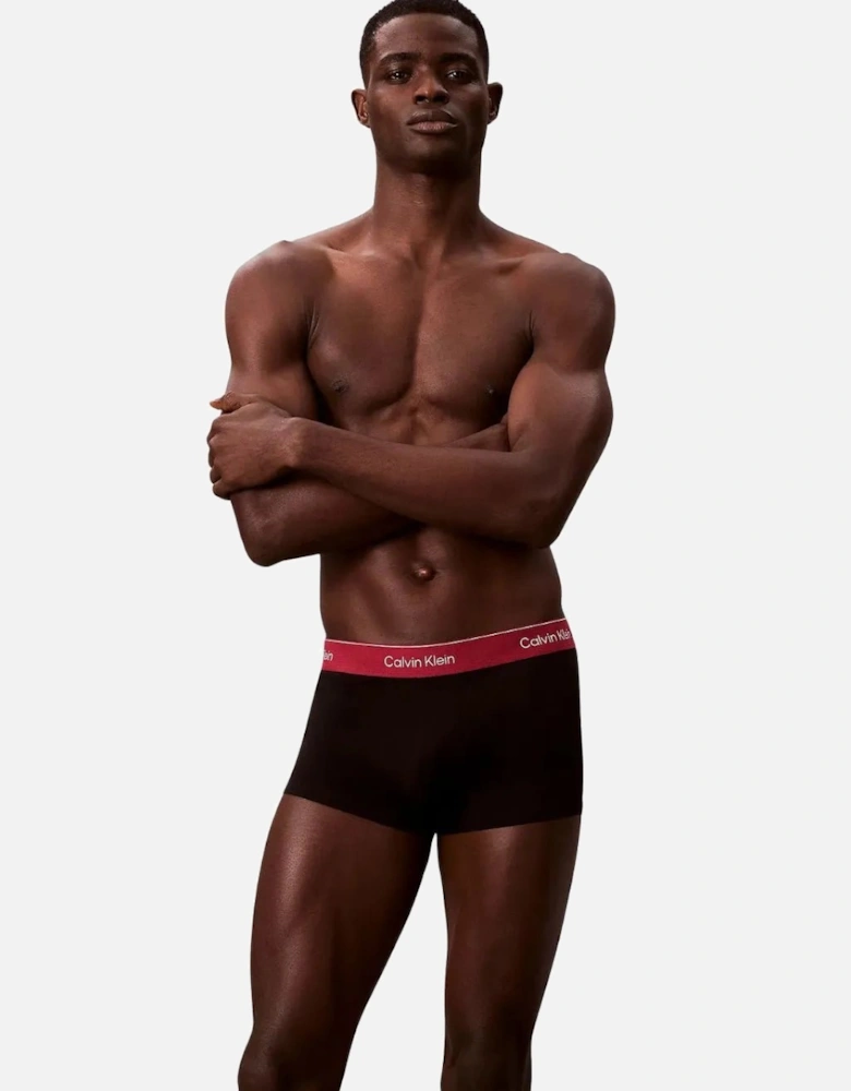 3-Pack Icon Cotton Stretch Low-Rise Boxer Trunks, Black with fall berry and frozen