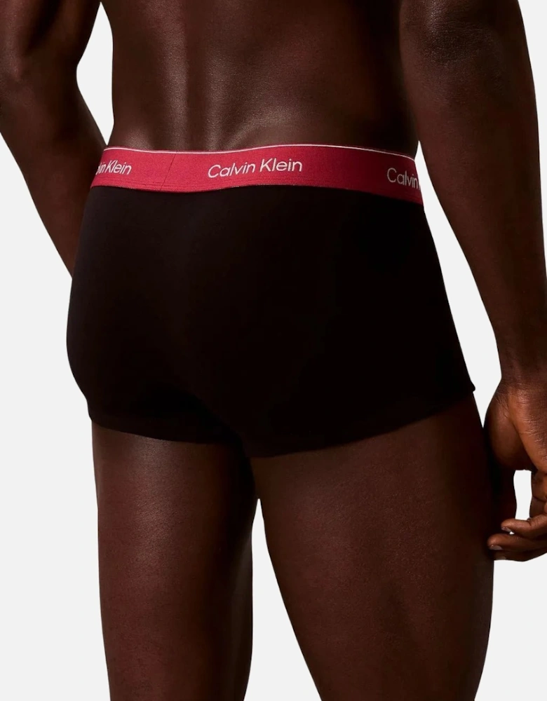 3-Pack Icon Cotton Stretch Low-Rise Boxer Trunks, Black with fall berry and frozen