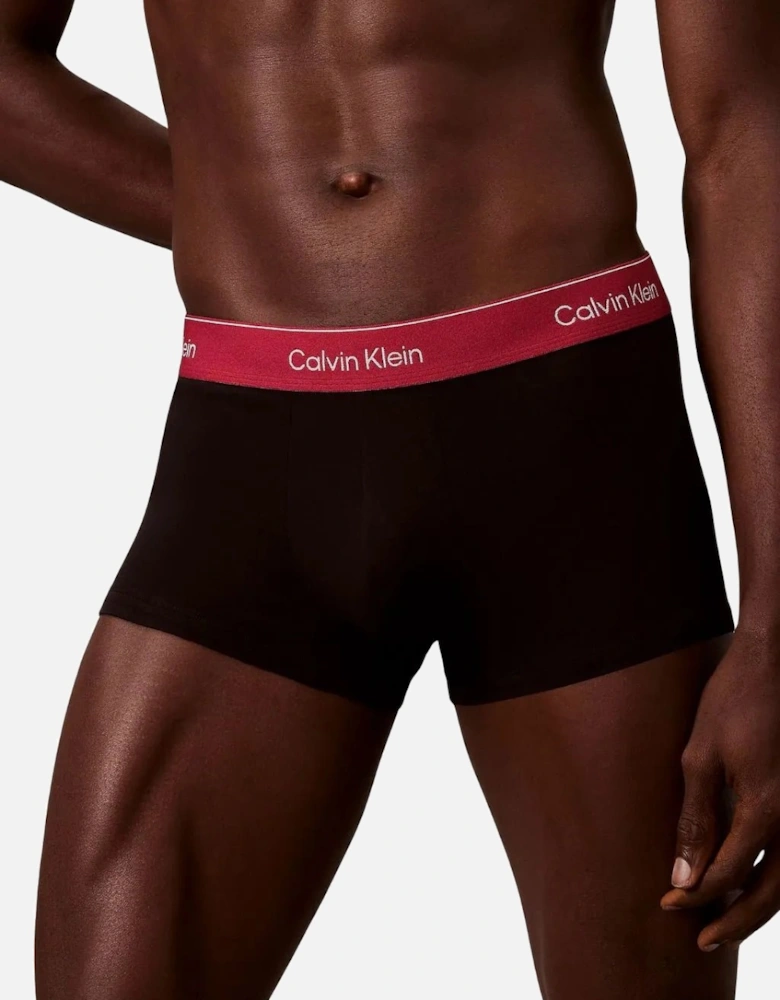 3-Pack Icon Cotton Stretch Low-Rise Boxer Trunks, Black with fall berry and frozen