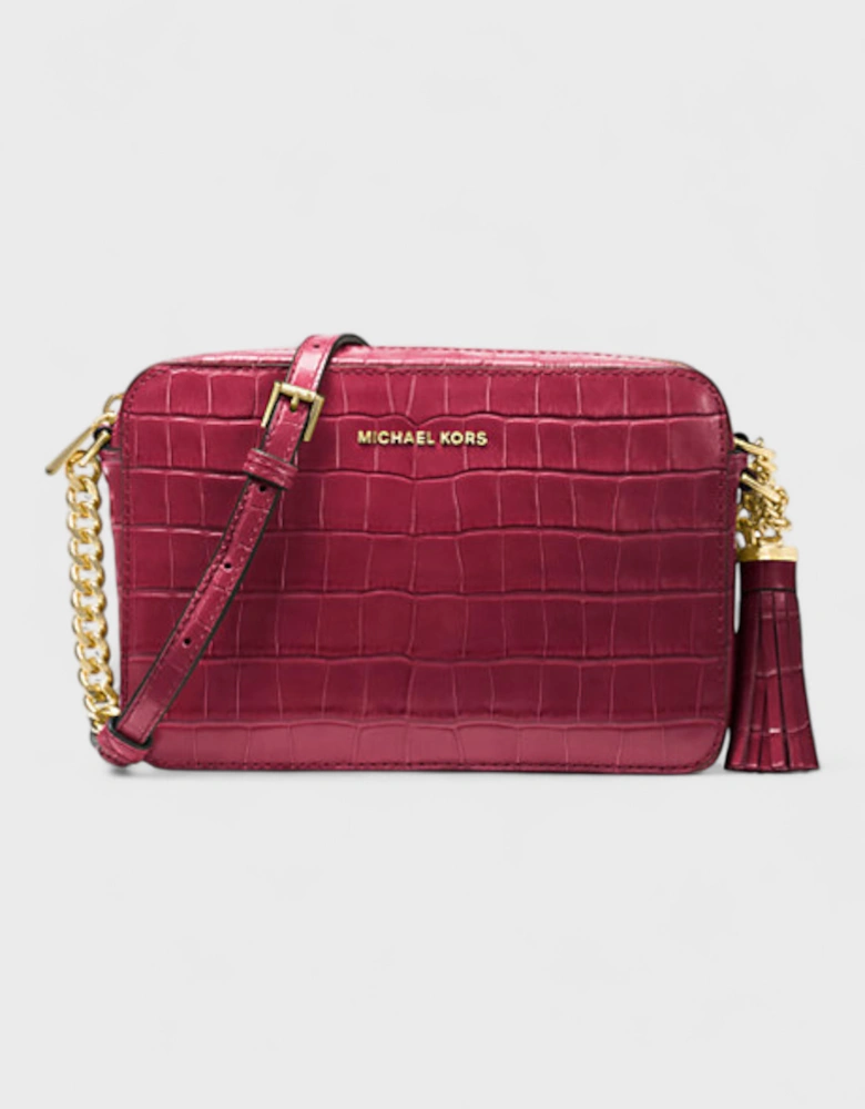 Ginny Medium Crocodile Embossed Leather Crossbody Bag