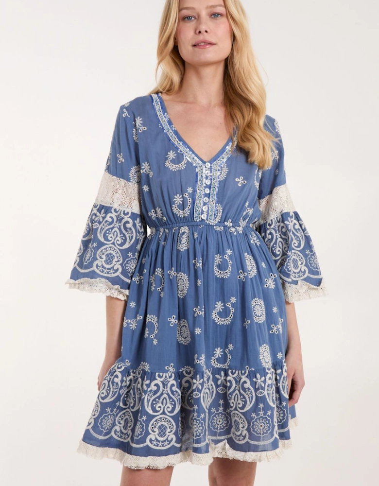 Embellished And Embroidered Mini Dress