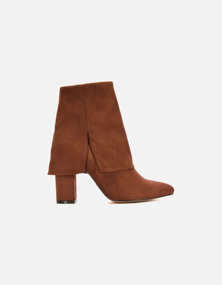 'Ayla' Layered Fold Over Pointed Toe Heeled Shoe Booties