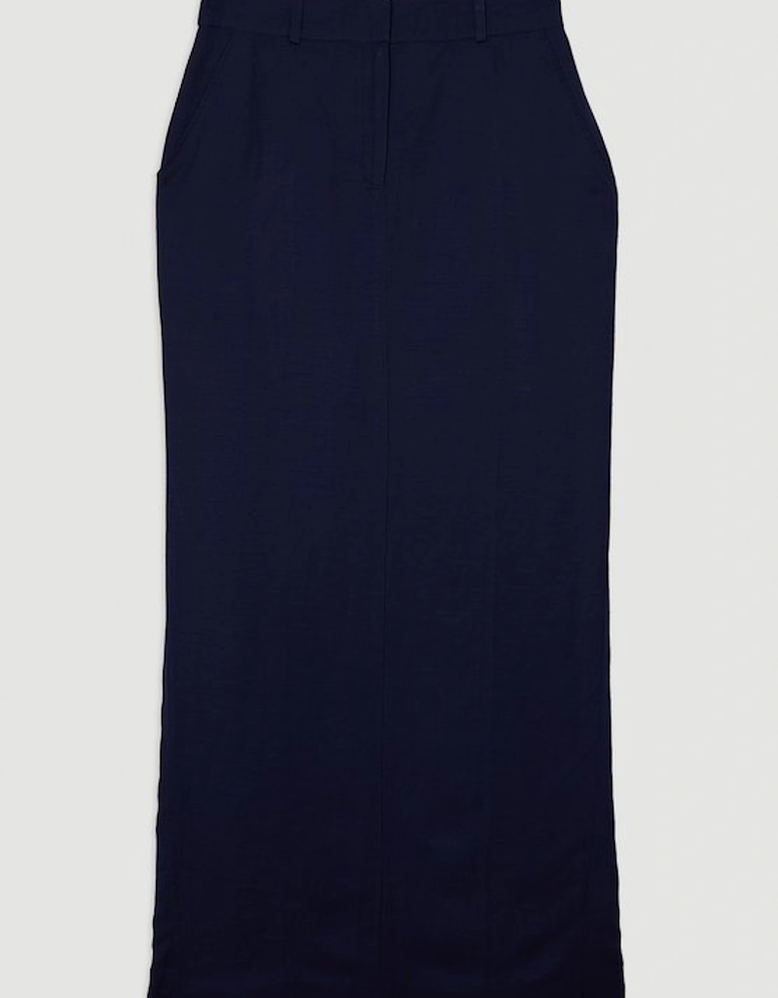 Tailored Viscose Linen Pencil Maxi Skirt