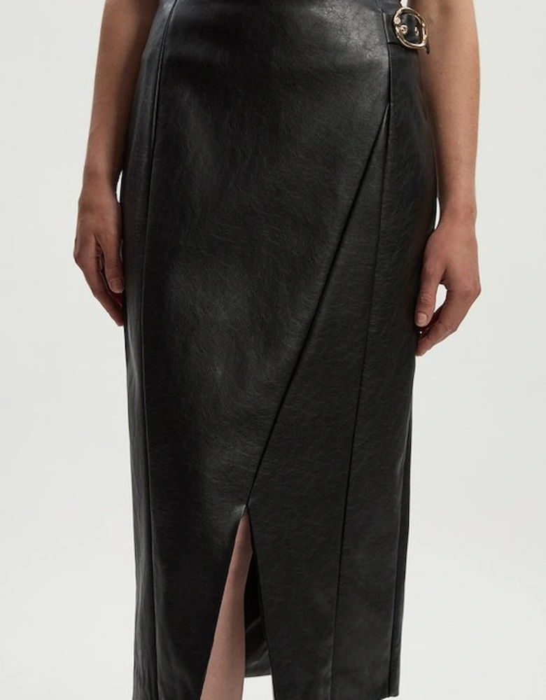 Faux Leather Belt Detail Skirt