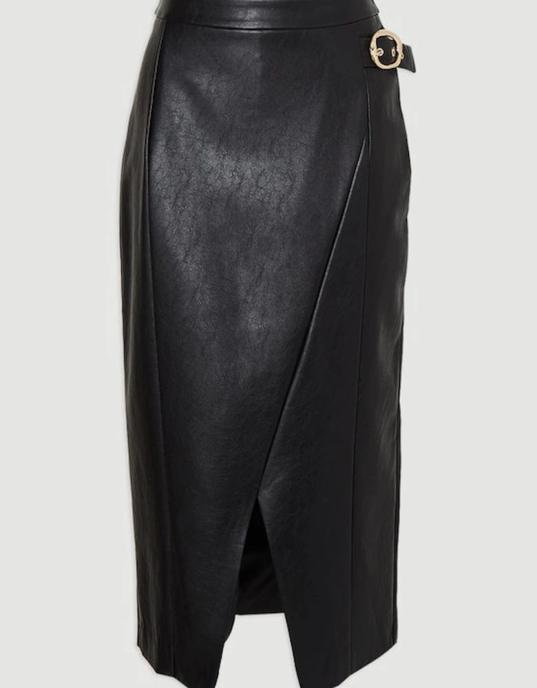 Faux Leather Belt Detail Skirt