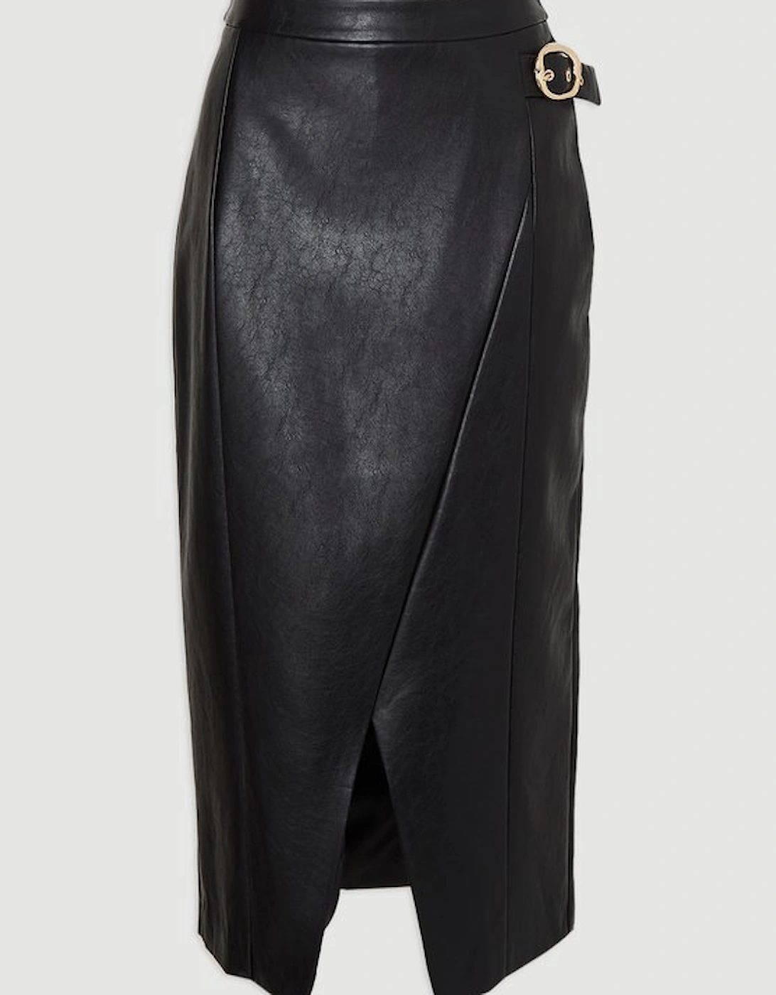 Faux Leather Belt Detail Skirt